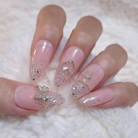 Lovely wedding handmade nail tips - short oval / 러블리 웨딩 수제네일팁 - 숏오벌