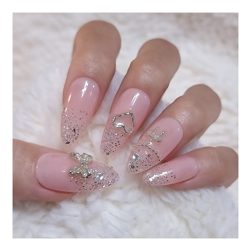 Lovely wedding handmade nail tips - short oval / 러블리