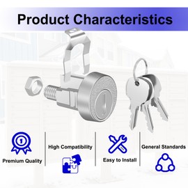 1 Pack Mailbox Lock with Key, Mailbox Lock Replacement for L-1172C Mailbox Key Lock, Nickel Finish