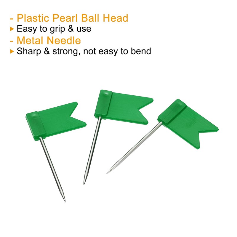 PATIKIL Flag Map Push Pins, 60 Pack Plastic Head Steel
