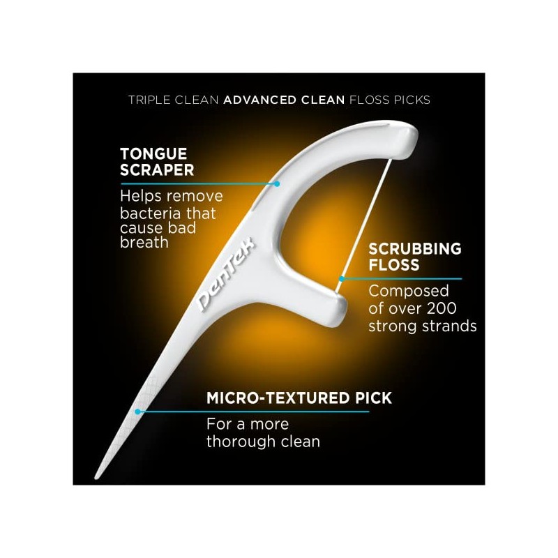 DenTek Triple Clean Advanced Floss Picks, No Break & No