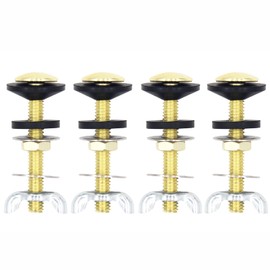 4 Pack Toilet Tank to Bowl Bolt Kit, Brass Plated Heavy Duty Toilet Bolts Rustproof Bolt Stainless Steel Nut Washer with Double Rubber Washers for Toilet Tank Bolts (2.56 inch Bolts)