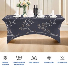 HZDHCLH Table Cloth Rectangular 122x76cm Polyester Wipeable Tablecloth Washable Durable Stretch for Kitchen Table Outdoor Parties Weddings and Festivals Event (flower bud,48x30 inch)