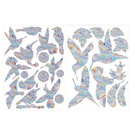 DmDoyy Pack of 26 Prism Window Stickers for Bird Strikes, Bird Impact Protection for Windows, Protects Birds from Glass Collisions, Bird Style, for Stops Birds, Door Windows, Dining Room, Bedroom
