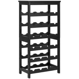Black Wood Wine Rack 6 Tier 24 Bottle Detachable Free Standing Floor Display for Kitchen Dining Living RoomCapacity: 24 Bottles, Number of Layers: 6 Layers