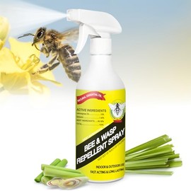 16 oz Wasp & Bee Repellent Outdoor Spray with Natural Essential Oils, Hornet & Yellow Jacket Killer Spray for Patio, Garden and Outdoor Areas