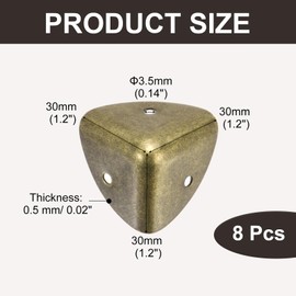 uxcell 8PCS Metal Corner Protector 1.2 x 1.2 x 1.2 Inch Box Edge Guard Protector Zinc Alloy Cabinets Speaker Corners Protector for Furniture Decorative (Vintage Bronze Tone)