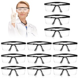 Fonyet Pack of 12 Safety Glasses, Work Safety Goggles for Glasses Wearers, Transparent Cycling Safety Glasses, Anti-Fog Eye Protection Glasses for Laboratories, Among Others