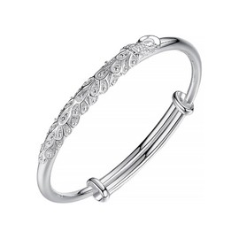 Adjustable Silver Bracelet Fashion Silver Bangles for Women Mobius Ring Bracelet Feather Silver Bracelet Elegant Peacock Silver Bangles for Women Jewelry