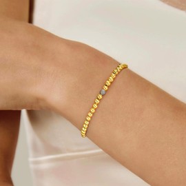 Turandoss Gold Bracelets for Women Trendy - 5PCS Gold Pearl Beaded Bracelet for Women, Layered Stackable Jewelry, Birthday Gifts for Her