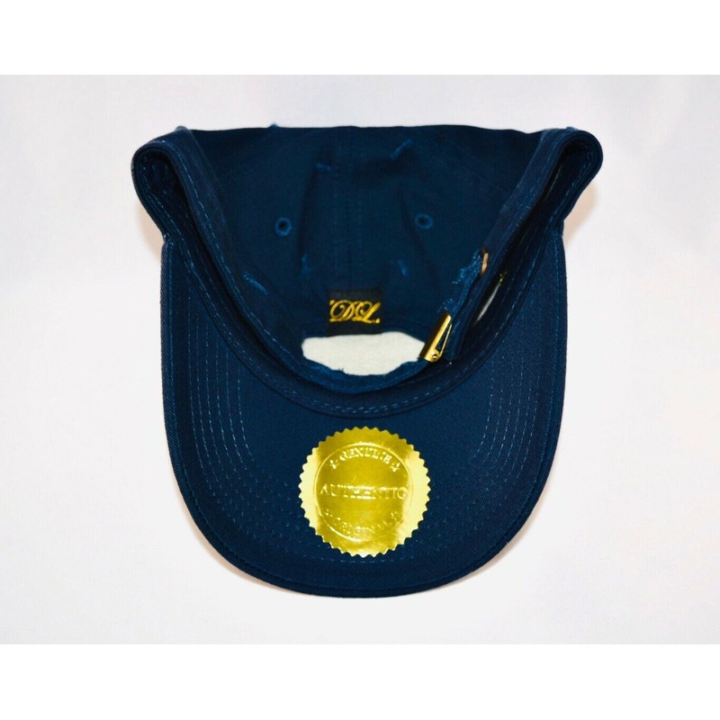 Damier Langevinè® Trendy Distressed Navy Blue Designer Baseball Cap Lion