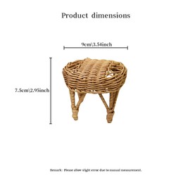 Funky Mini House 1:12 Scale Miniature Wicker Dark Brown Coffee Table, Handmade Rattan Dollhouse Furniture BJD Ob11 Accessories