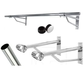 32mm 5ft GARMENT CLOTHES RAIL WALL MOUNTED HANGING RAIL DISPLAY TUBING SYSTEM INCLUDING FREE BRACKETS AND END CAPS