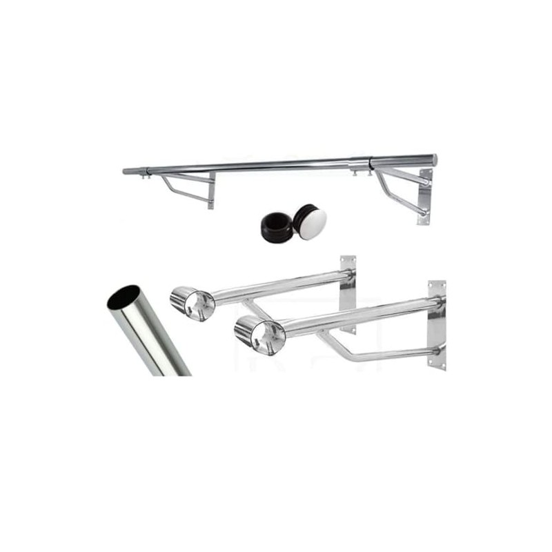 32mm 5ft GARMENT CLOTHES RAIL WALL MOUNTED HANGING RAIL DISPLAY