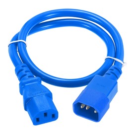 MECCANIXITY 2ft 18 AWG Blue 18/3 Universal Power Cord C14 to C13 10A 250V 3-Prong Extension PDU Power Cables for PC,Computer,Printers,TV,AC Adapter,Laptop,Monitor