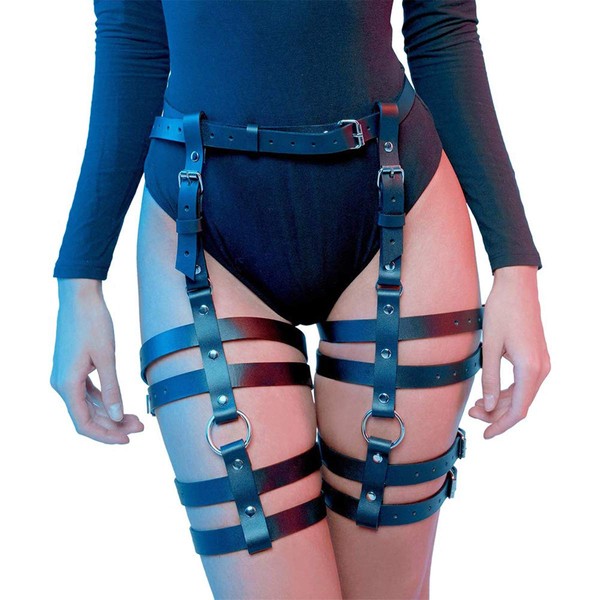 Nonebrand Women Leg Harness Caged Thigh Holster Garters Harajuku Adjustable Waist Leg Cincher Cage Belt (LP-005)
