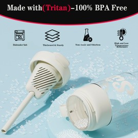 30oz Tumbler with Handle and Straw Lid-Made with Tritan,BPA Free Water Bottle-Spill Proof Plastic Tumble for Women and Men-Water Cup with Tea Funnel,Leak Proof (White)