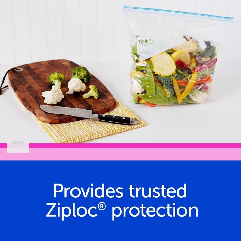 Ziploc Large Food Storage Freezer Slider Bags, Power Shield Technology