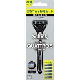 Schick Chic Schick Quattro 5 Titanium Combo Pack (Holder with Blade) + 4 Replacement Blades