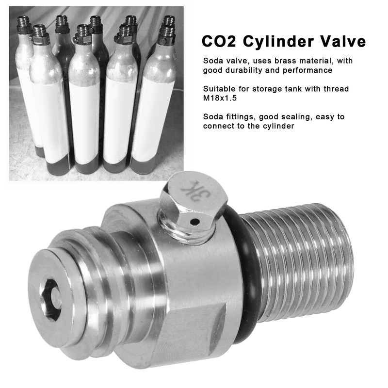 Soda Cylinder Valve Electroplating Brass CO2 Valve Adapter for M18x1.5