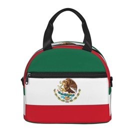 Fnqkmlep Mexican flag Insulated Lunch Bag,Waterproof Thermal Meal Tote,Adjustable Shoulder Strap and Reusable Lunch Box For Women,kids,Men -Work,School, Picnics,Travel,Beach,Fishing