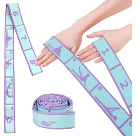 HASTHIP® Cinta de Yoga con 8 Anillas, Banda elástica de Estiramiento multifunción 85x4cm, Correa de Resistencia para Yoga, Fitness, Pilates, Fisioterapia y rehabilitación de ligamentos y Tobillo