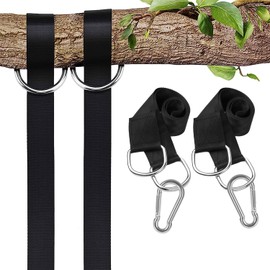 Taeku Swing Attachment, 1 Pair Tear-Resistant Polyester Hammock Hanging Chair Attachment Cable Pull Suspension Bands with 2 Carabiners for Fitness Camping Picnic Outdoor (100 cm)