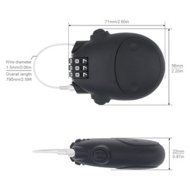 HOJLKLD Combination Cable Lock, Cable Luggage Locks with 30 inch Retractable Steel Cable, Travel Lock Combo Mini Lock for Suitcase Stroller Bike (1, Black)
