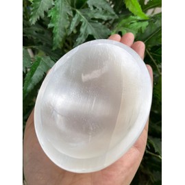GAF TREASURES 4" Oval Selenite Bowl, Gemstone Carved Selenite Crystal, Meditation Bowl, Reiki Bowl, Jewelry Holder, Crown Chakra, Cleansing, Charging, Healing