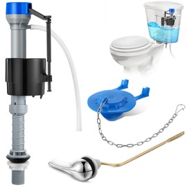 Saillong Universal Toilet Flusher Replacement Kit, Fill Valve, 2-Inch Flapper, Side Mount Handle Lever, Water-Saving, Adjustable Toilet Repair Kit Inside Tank, Easy to Install(1 Set,Blue Grey, Blue)