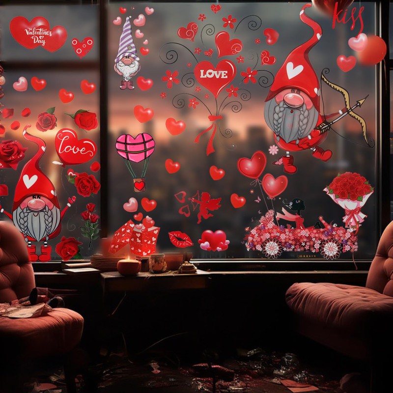 9 Sheet Valentines Day Window Clings Decorations