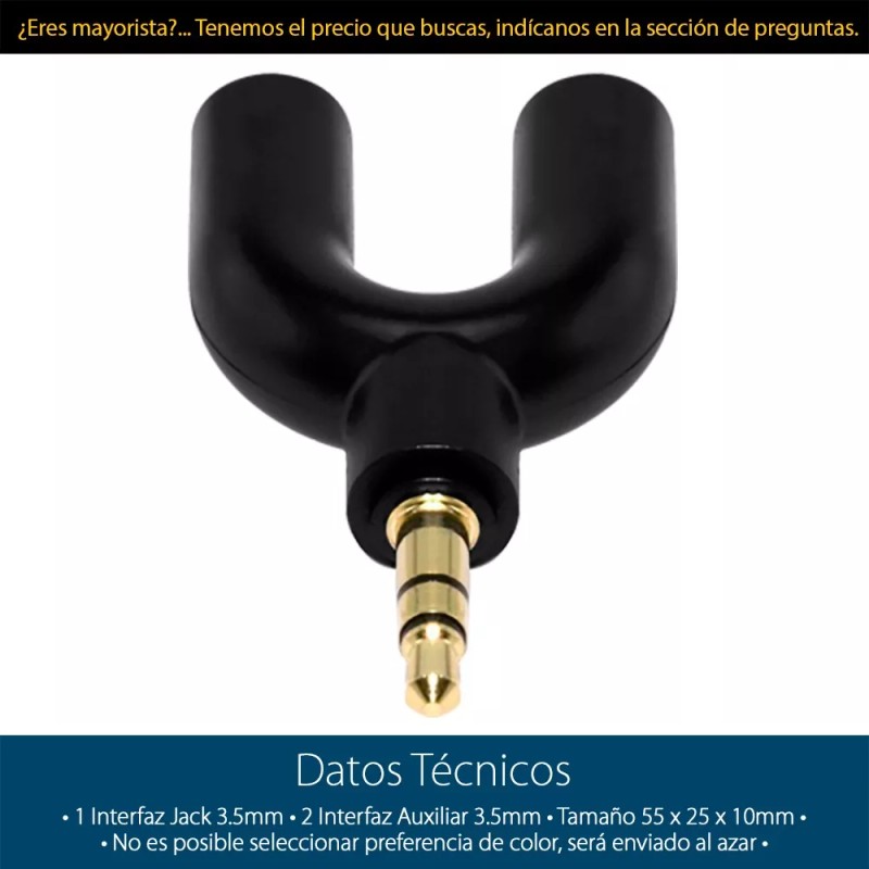 Mercader Digital 3 Pz Divisor Splitter Audio 3.5mm Doble Auxiliar