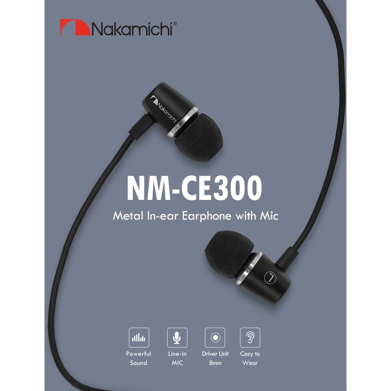 Nakamichi NM-CE300-BLK Wired Headphones (Black)