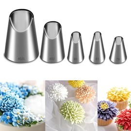 Suuker - Juego de 5 puntas de rosas, de acero inoxidable, puntas de decoración de pasteles, puntas de glaseado para cupcakes, pasteles, galletas y decoración (402L 402 79 80 81)
