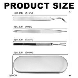 Satiskid Stainless Steel Tick Remover Kit (3-Piece Set) – Tick Removal Tool with Hook, Dual-Sided Tweezers & Fine-Tip Tweezers – Includes Storage Case – Safe & Easy for Humans & Pets​