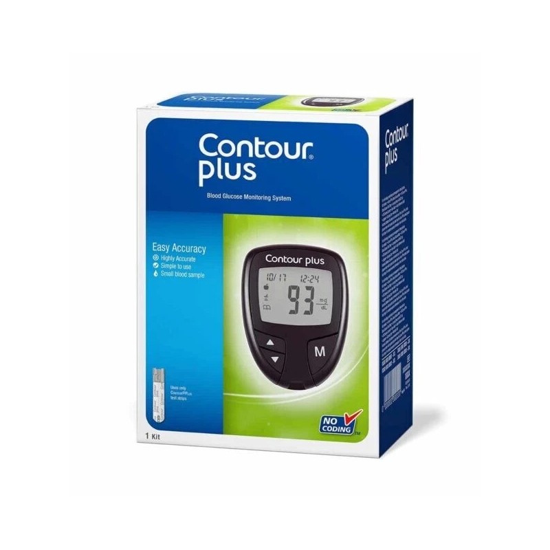 Contour Plus Blue Blood Glucose Monitoring System Glucometer