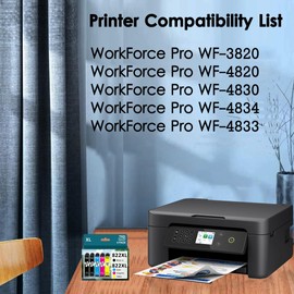 822XL Remanufactured Ink Cartridge Replacement for Epson 822XL Ink Cartridges 822 822 XL for Workforce Pro WF-3820 WF-3823 WF-4820 WF-4830 WF4833 Printer (Black Cyan Magenta Yellow, 5 Pack)