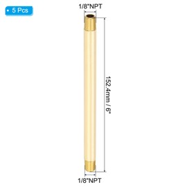 PATIKIL 1/8" x 1/8" NPT Male Brass Pipe Fitting Long Nipple, 10Pcs 6" Long Straight Pipe Fitting Connector Extender for Fuel, Air, Water, Oil, Gas System Connection, 1200PSI