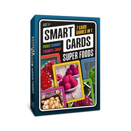 100 PICS SMART CARDS Super Foods, 7 games in 1, Pairs, Snap, Trumps, Rummy, Memory Quiz, Learn Facts, Travel Game, Gift, Stocking Filler, Age 5+, 1-8 Players