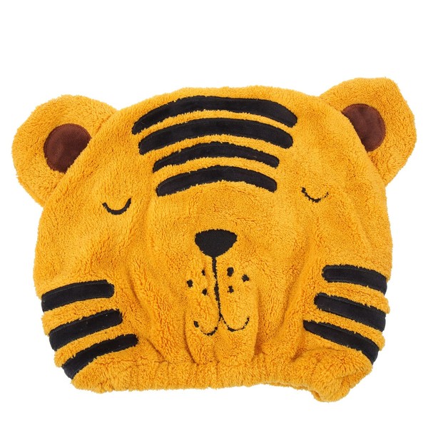 FOMIYES Hair Drying Cloth for Kids Cute Tiger Hair Drying Cap Soft Absorbent Kids Dry Hair Cap Kids Hair Towel Wrap