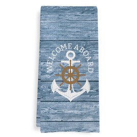 GWFSJYU Costal Nautical Anchor Kitchen Towels, Beach Lake House Dish Tea Towel for Kitchen, Nautical Blue Anchor Decorative Hand Towels for Bathroom, 16x24 Inch