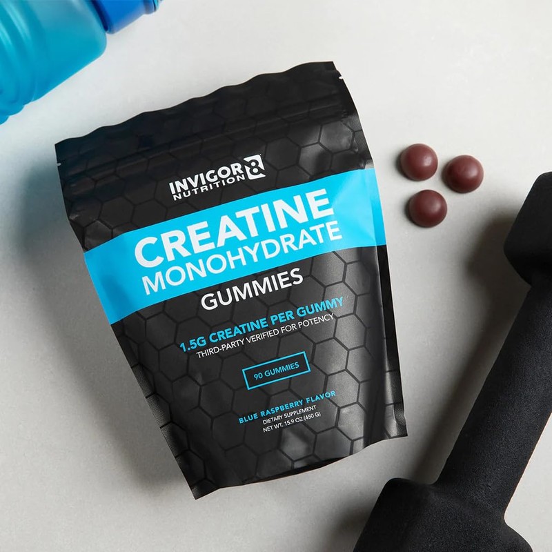 INVIGOR8 Creatine Gummies, Non GMO Creatine Monohydrate for Men and