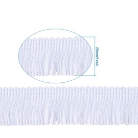 MegaPet White Polyester Fringe Tassel Lace Trim 1 Inch x 82 Feet Chainette Fringe Fibre Trim for Sewing Quilting DIY Home Decoration