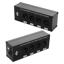 GINTOOYUN 2PCS 4-Channel DMX XLR to Ethernet Extender Male Female to RJ45 Ethercon Cable Multi Extender for Stage Lighting and Home Recording Studio Compatible