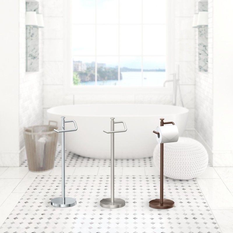 Gatco 1435C Freestanding Toilet Paper Holder, 23.68” H, Chrome |