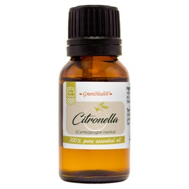 Citronella Essential Oil – 1/2 fl oz (15 ml) Glass Bottle w/Euro Dropper – 100% Pure Essential Oil – GreenHealth