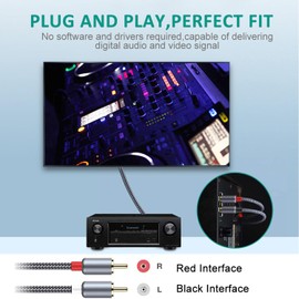 Goalfish Goalfish RCA Cable, 2 Pack 2-Male to 2-Male RCA Audio Stereo Subwoofer Cable [Hi-Fi Sound,Shielded] Auxiliary Audio Cord for Home Theater, HDTV, Amplifiers, Hi-Fi Systems,Speakers- 6 Feet, Top Series