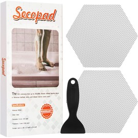 Bathtub Stickers Non-Slip, 36 PCS Hexagon Safety Shower Treads Adhesive Appliques with Premium Scraper