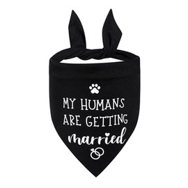 My Humans are Getting Married Dog Bandana,1Pcs Black Dog Wedding Bandana Triangle Pet Scarf Engagement Wedding Announcement Photo Props Dogs Accessories for Medium Large Dogs Pets Gifts 70x48x48cm