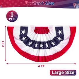 4 x 8 FT 4th of July Decorations, 1PCS 4th of July Pleated Flag